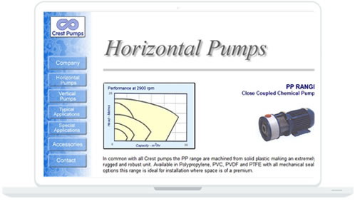 Crest Pumps web design